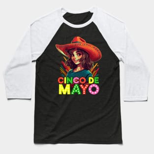 Cinco de Mayo Mexican Anime Girls Baseball T-Shirt